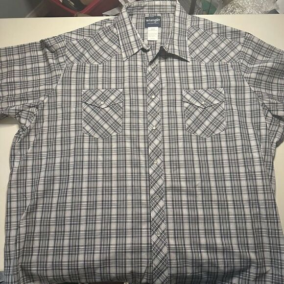 Wrangler pearl snap western shirt 4x button up plaid - Picture 1 of 8